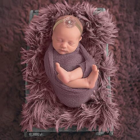 AOKE 4 PCS Newborn Photography Props Kit, Newborn Photo Props Long Ripple Wraps DIY Blanket with Headbands, White Toddler Baby Photography Wraps Mat for Baby Boys and Girls in Saudi Arabia