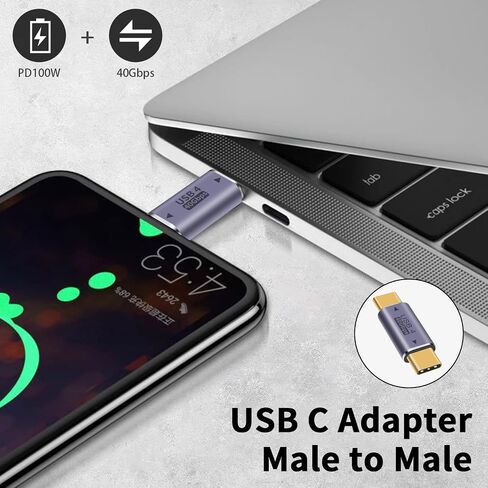 محول USB C ذكر إلى ذكر بسرعة 40 جيجابت في الثانية، محول USB-C ذكر إلى ذكر، موسع موصل USB من النوع C يدعم 100 وات، 40 جيجابت في الثانية لأجهزة الكمبيوتر المحمول والكمبيوتر اللوحي والهواتف وما إلى ذلك (فضي، عبوتان) in Saudi Arabia