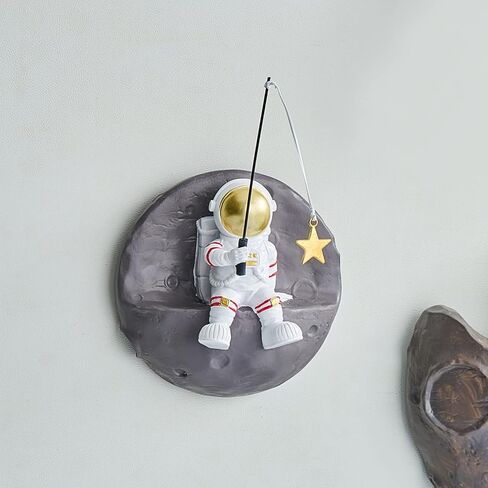 Astronauts Wall Sculpture Climber Figurines for Modern Home Decor, Climbing Astronaut Wall-Hanging Decoration, Outer Space Theme Decor Background 3D Wall Decor for Children's Room, Study Room, in Kuwait