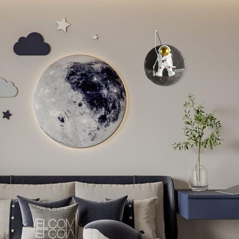 Astronauts Wall Sculpture Climber Figurines for Modern Home Decor, Climbing Astronaut Wall-Hanging Decoration, Outer Space Theme Decor Background 3D Wall Decor for Children's Room, Study Room, in Kuwait