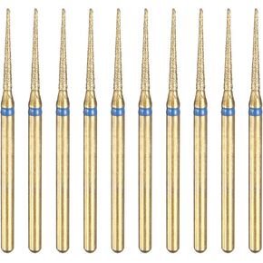 HARFINGTON 10pcs 200-230 Grits Diamond Grinding Bit 1.8mm Tapered Head 2.35mm Shank 15mm Length Titanium Plated Stone Sanding Drill Bits Rotary Tool for Nails Grinding Polishing