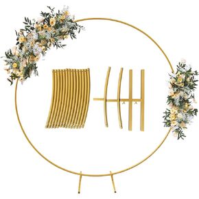 Round Backdrop Stand, 6.7ft Metal Balloon Arch Kit, Golden Circle Wedding Arch Frame, for Birthday Party, Graduation, Wedding and Bridal Shower Photo Background Decoration