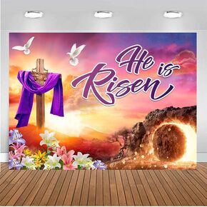 شايا 7x5ft لافتة عيد الفصح هو Risen خلفية زخارف عيد الفصح خلفية لافتة لرفع الحفلات عيد الفصح الربيع Cy-299 in Kuwait
