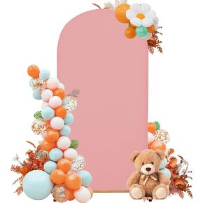 Wedding Arch Cover Spandex Arch Backdrop Cover (7.2FT,6.6FT,6FT) Set of 3 Arch Backdrop Cover Arch Stand Cover Arch Covers Stretchy Backdrop for Wedding Birthday Party Decoration Baby Shower (White)