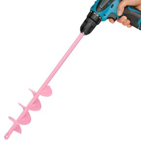 Auger Drill Bit for Planting 2 x 14.5 Inch, Garden Auger Spiral Drill Bit for 3/8" Hex Drive Drill, Earth Post Hole Digger Bulb Planter Drill Auger for Planting Bedding Rapid Digging, Pretty Pink