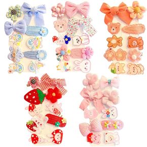 Cute Baby Hair Ties,40pcs Rainbow Snap Hair Clips,Barrettes for Girls,Fully Lined Non Slip Flower Hair Clips Hair Accessories for Infants Toddlers Teen Kids(Random Color,4 Sets)