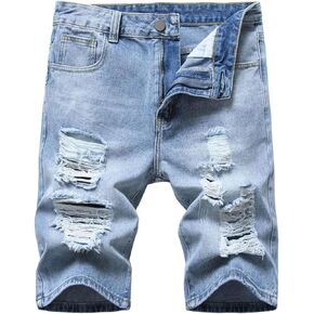 Enrica Men's Casual Printed Slim Fit Denim Shorts