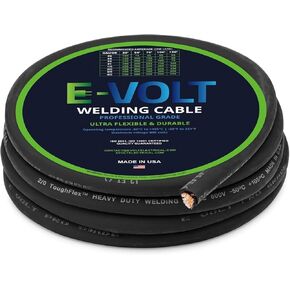 E-VOLT Professional Grade Annealed Copper EPDM Welding Lead and Car Battery Cable | Made in USA ((4/0) 0000 AWG, Combo Pack (10 FT Black + 10 FT RED))