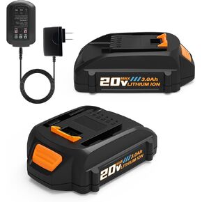 2 حزمة استبدال لبطارية WA3575 WORX 20V وعدة الشاحن ، متوافقة مع جميع بطاريات WORX 20V WA3520 WG151S WG155S WG251S WG255S WA3525
