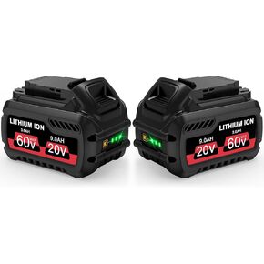 2pack 60v 9.0Ah Replacement for Dewalt Flexvolt Battery- Compatible with Dewalt 20V/60V MAX Battery DCB609 DCB206 DCB205 DCB200 Power Tools and Chargers (Black)
