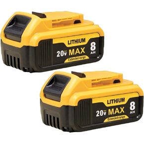 2 Pack 8000mAh Replac for Dewalt 20v Max Battery Compatible with Dewalt 20V Cordless Power Tools DCB200 DCB206 DCB207 DCB201