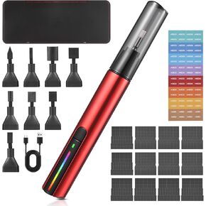 Irishom Reciprocating Detail Sander Tool with 8pcs Sanding Head 3 Speed Adjustable Colorful Light Cordless USB Charging Electric Pen Sander with 12 Sheet Self-Adhesive Sandpaper and Storage Box