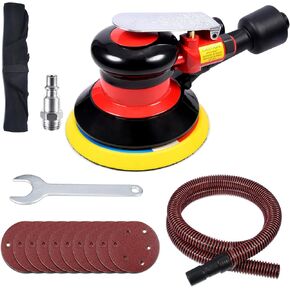 Professional Air Random Orbital Palm Sander, Dual Action Pneumatic Sander, Low Vibration, Heavy Duty Connect to Vacuum Cleaner