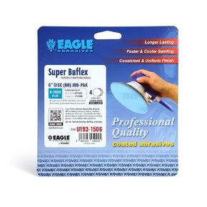 Super Buflex Flexible DRY 6 inch Discs JOB-PAK, BLUE K-2500, Hook & Loop, U193-1506, 4 Discs