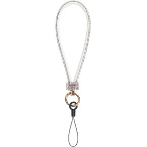 LUVI Phone Charm Chain Diamond Wrist Strap Rhinestone Bling Glitter Lanyard String Bracelet Keychain Cute Fashion for Women Pink