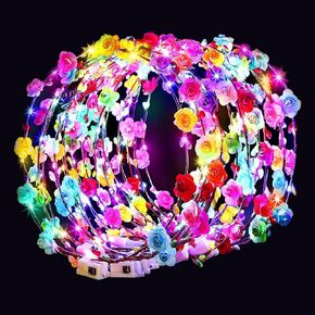 54 قطعة من عصابات رأس تيجان الزهور LED، تيجان الزهور المضيئة للنساء، عصابة رأس تتوهج في الظلام لحفلات الزفاف وحفلات أعياد الميلاد وأعياد الميلاد وماردي جراس وحفلات الأميرات