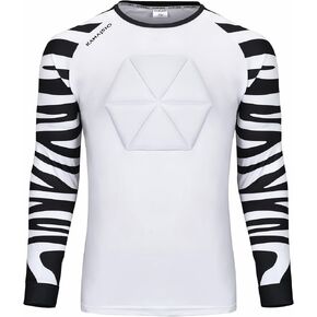 Elbow & Chest Padded Soccer Goalie Jersey - Long Sleeve Soccer Goalkeeper Jersey Men - Adult, Youth Goalie Shirt White