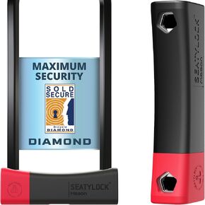 SeatyLock Mason Bike U Lock - Patented Heavy Duty Anti Theft Diamond Security Bicycle Lock - Super Wide Safety Master Tool ULock with Keys for Electric Bikes Scooters and Motorcycles (11.8 Inch)