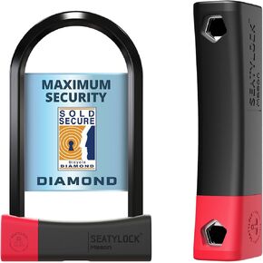 SeatyLock Mason Bike U Lock - Patented Heavy Duty Anti Theft Diamond Security Bicycle Lock - Super Wide Safety Master Tool ULock with Keys for Electric Bikes Scooters and Motorcycles (11.8 Inch)