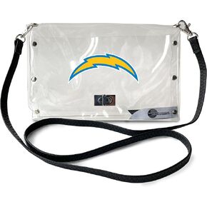 Littlearth Los Angeles Chargers NFL Clear Envelope Purse with Black Fashion Strap