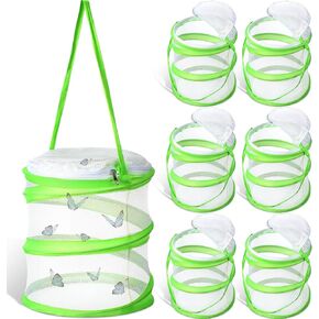 Sherr 10 Pcs Insect and Butterfly Habitat Cage Mesh Bug Cage Mini Butterfly Net Habitat Clear Container Terrarium Mesh Enclosure, 5.51 x 7.09 Inches