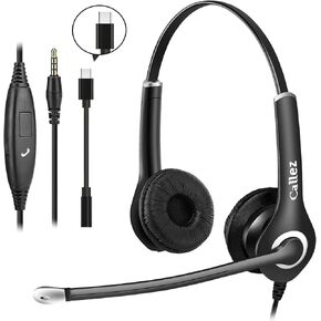 Computer Headset with Microphone Noise Cancelling, 3.5mm Cell Phone Headsets for iPhone Samsung Laptop PC Tablet Skype Webinar Office Business Call Center, Clearer Voice, Ultra Comfort