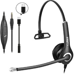 Computer Headset with Microphone Noise Cancelling, 3.5mm Cell Phone Headsets for iPhone Samsung Laptop PC Tablet Skype Webinar Office Business Call Center, Clearer Voice, Ultra Comfort in Kuwait