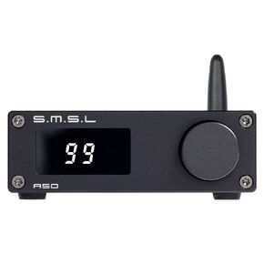 S.M.S.L A50 PRO HiFi Power Amplifier, High/Low pass filter 2.1-Channel, Infineon's MA12070P Chip, Bluetooth 5.0/USB/Optical/HDMI/AUX input Passive subwoofer with adjustable volume, with Remote Control