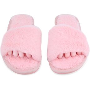 Fuzzy House Slippers for Women - Soft & Comfortable Womens Slippers with Open Toe Separators - Cute All Day Wear Casual Slip on Ladies Footwear for Indoor & Outdoor