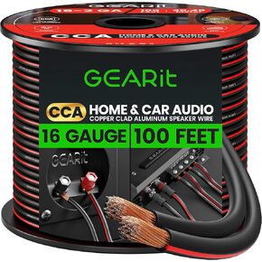 GearIT Pro Series 16AWG Speaker Wire, 16 Gauge Speaker Wire Cable (100 Feet / 30 Meters) Great Use for Home Theater Speakers and Car Speakers, Transparent Black/Red