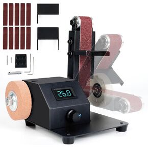 Mini Belt Sander for Woodworking & Metal Polishing | 350W Compact Electric Sander with 10 Sanding Belts | Adjustable Speed, Portable Design for DIY, Crafts, and Precision Sanding