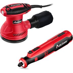 AVID POWER 3.0 Amp 5 Inch Random Orbit Sander Bundle with 8V Cordless Rotary Tool