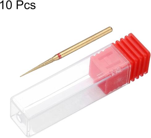 HARFINGTON 10pcs 200-230 Grits Diamond Grinding Bit 1.8mm Tapered Head 2.35mm Shank 15mm Length Titanium Plated Stone Sanding Drill Bits Rotary Tool for Nails Grinding Polishing in Saudi Arabia