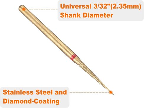 HARFINGTON 10pcs 200-230 Grits Diamond Grinding Bit 1.8mm Tapered Head 2.35mm Shank 15mm Length Titanium Plated Stone Sanding Drill Bits Rotary Tool for Nails Grinding Polishing in Saudi Arabia