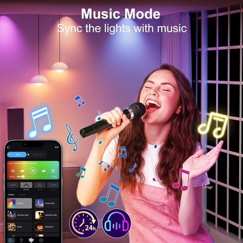 مصابيح الإضاءة الذكية Luckystyle، 9W A19 E26 800LM WiFi Bluetooth LED لمبات متوافقة مع Alexa وGoogle Assistant والمنزل، 16 مليون لون لمزامنة الموسيقى متغيرة الألوان لمبة أضواء RGBWW قابلة للتعتيم (4) in Kuwait