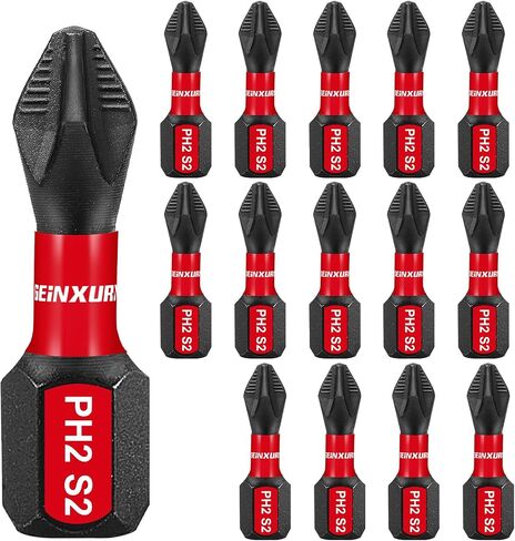 Geinxurn Impact Tough #2 Phillips 6 بوصة. لقم سائق إدراج رأس مضادة للانزلاق، 5 عبوات 1/4 بوصة سداسية ساق طويلة متقاطعة مغناطيسية PH2 مجموعة لقم مفك براغي in Kuwait