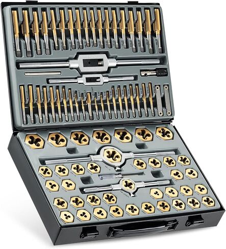 Orion Motor Tech SAE Tap and Die Set Standard | #4, 6, 8, 10, 12, 1/4, 5/16, 3/8, 7/16, 1/2" Tap Set and Die Set | Thread Repair Kits for Threading and Rethreading Internal and External Threads in Saudi Arabia