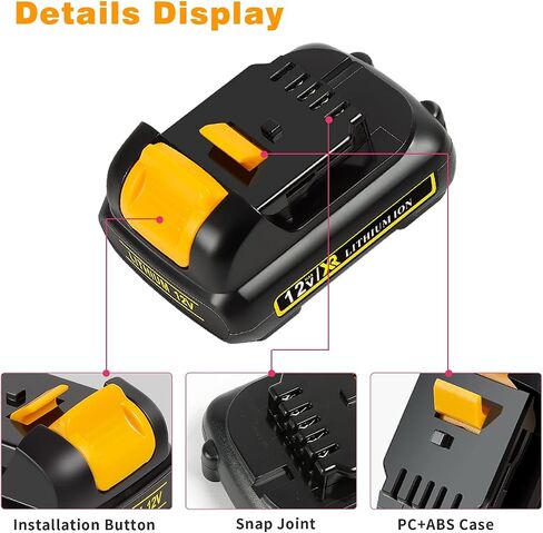 4 حزمة 3.0AH 12V MAX DCB120 بطارية متوافقة مع DEWALT 12V Lithium Battery DCB123 DCB127 DCB122 DCB124 DCB121 استبدال لبطاريات أدوات الطاقة 12 فولت مع حامل البطارية حامل البطارية in Saudi Arabia