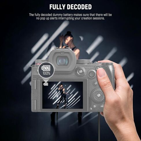 Neewer D Tap to En-EL15 Dummy Battion مع كابل لبطارية M MATTE ، مصدر طاقة مستمر مستقر لـ Nikon ZF Z6 Z6II Z7 II Z5 D850 D810 D810A D780 D750 D610 D500 D7500 D7200 ، VP-EP5B. in Kuwait