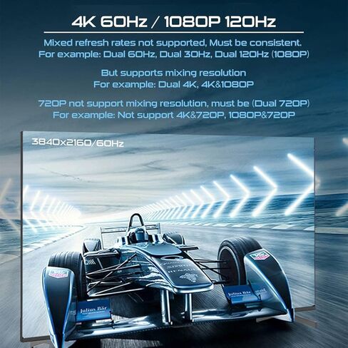 مقسم HDMI 2.0 1 في 4 مخرج 4K 60 هرتز، مقسم HDMI 1x4 يدعم تجاوز HDCP، Dolby Atmos، YUV 4:4:4، HDCP 2.3، EDID، LPCM 7.1، متوافق مع PS5/4/3، Xbox، Roku، Apple TV، Fire عصا، مشغل بلو راي in Saudi Arabia