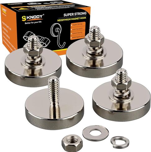 مغناطيس كأس مستدير قوي مع خيط ذكر M6، 4 قطع مغناطيس وعاء أرضي نادر شديد التحمل، قاعدة تثبيت مغناطيس نيوديميوم قوية للغاية وقابلة للإزالة للإضاءة والأدوات والكاميرا والمعدات in Kuwait