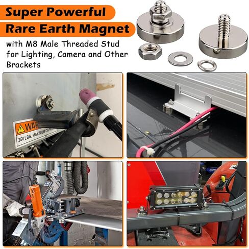 مغناطيس كأس مستدير قوي مع خيط ذكر M6، 4 قطع مغناطيس وعاء أرضي نادر شديد التحمل، قاعدة تثبيت مغناطيس نيوديميوم قوية للغاية وقابلة للإزالة للإضاءة والأدوات والكاميرا والمعدات in Kuwait