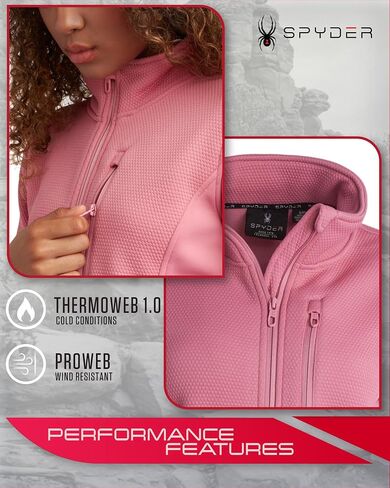 Spyder Women's Jacket - Cozy Soft Encore Fleece Jackets for Women - Full Zip Up Women's Lightweight Sweater Jackets (S-XL) in Saudi Arabia