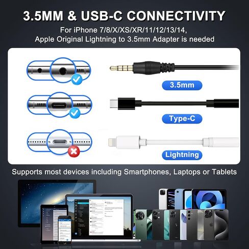 Computer Headset with Microphone Noise Cancelling, 3.5mm Cell Phone Headsets for iPhone Samsung Laptop PC Tablet Skype Webinar Office Business Call Center, Clearer Voice, Ultra Comfort in Kuwait