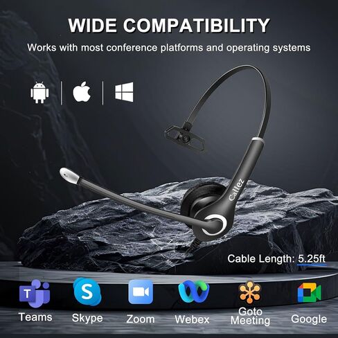 Computer Headset with Microphone Noise Cancelling, 3.5mm Cell Phone Headsets for iPhone Samsung Laptop PC Tablet Skype Webinar Office Business Call Center, Clearer Voice, Ultra Comfort in Kuwait