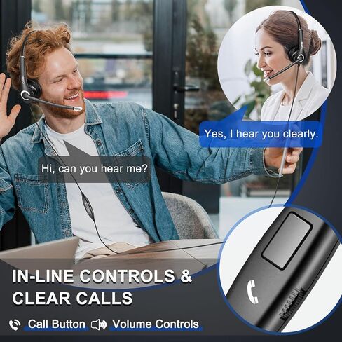 Computer Headset with Microphone Noise Cancelling, 3.5mm Cell Phone Headsets for iPhone Samsung Laptop PC Tablet Skype Webinar Office Business Call Center, Clearer Voice, Ultra Comfort in Kuwait