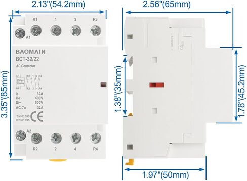 Baomain AC Contactor 20A 4 Pole 2NO 2NC Universal Circuit Control 35mm DIN Rail Mount CE Listed BCT-20/22 (AC 110V) in Saudi Arabia