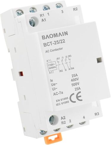 Baomain AC Contactor 20A 4 Pole 2NO 2NC Universal Circuit Control 35mm DIN Rail Mount CE Listed BCT-20/22 (AC 110V) in Saudi Arabia
