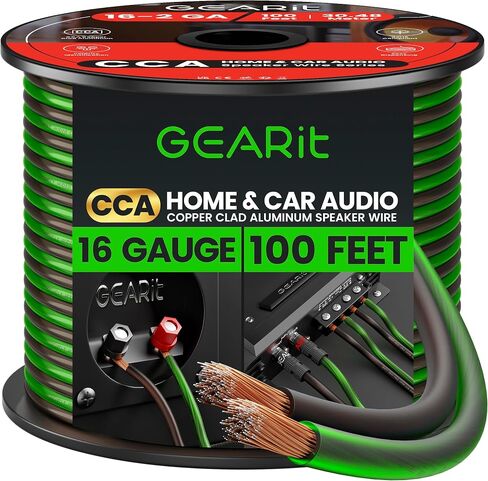 GearIT Pro Series 16AWG Speaker Wire, 16 Gauge Speaker Wire Cable (100 Feet / 30 Meters) Great Use for Home Theater Speakers and Car Speakers, Transparent Black/Red in Saudi Arabia