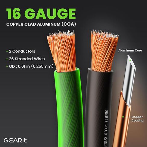 GearIT Pro Series 16AWG Speaker Wire, 16 Gauge Speaker Wire Cable (100 Feet / 30 Meters) Great Use for Home Theater Speakers and Car Speakers, Transparent Black/Red in Saudi Arabia